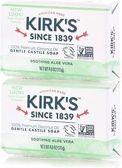Kirk'sOriginal Coco Castile Bar Soap Soothing Aloe Vera 4 Ounces (2 Pack)