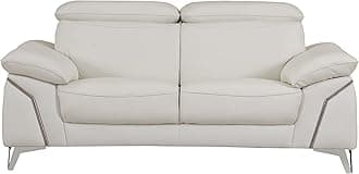 Blackjack Furniture Naples Top Grain Italian Leather Couch for Living Room, Adjustable Headrests with 9 Positions, Elegant Design with Solid Wood Frame & Stainless Steel Legs, Loveseat, 68", White