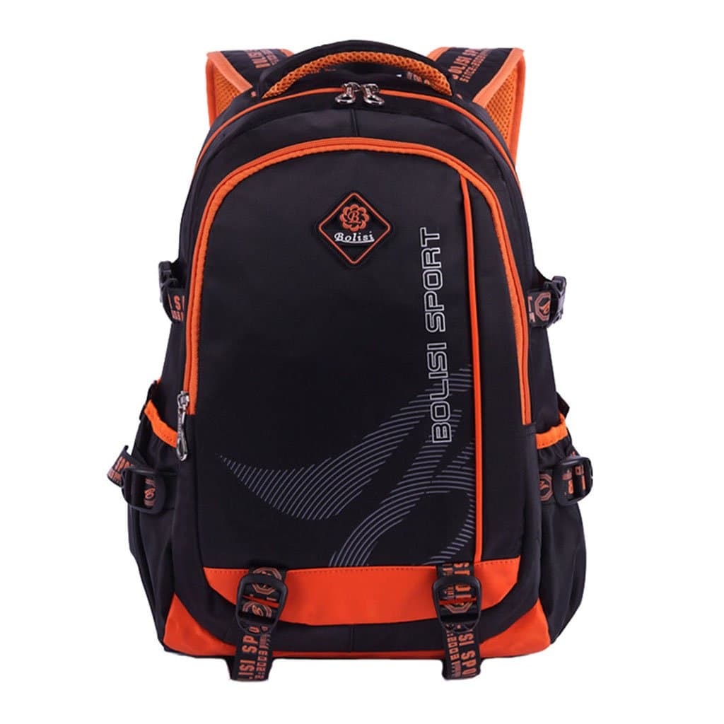 Large Space Primary School Backpack High School Book Bag for Boy Orange