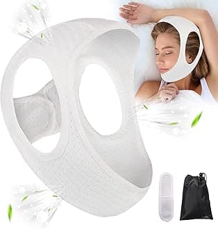 Forzacx Chin Strap for Cpap Users Anti Snoring Devices - Breathable Cpap Chin Strap Snoring Solution, Soft Non-Stick Hair Snore Stopper, Elastic Easy to Wear - White