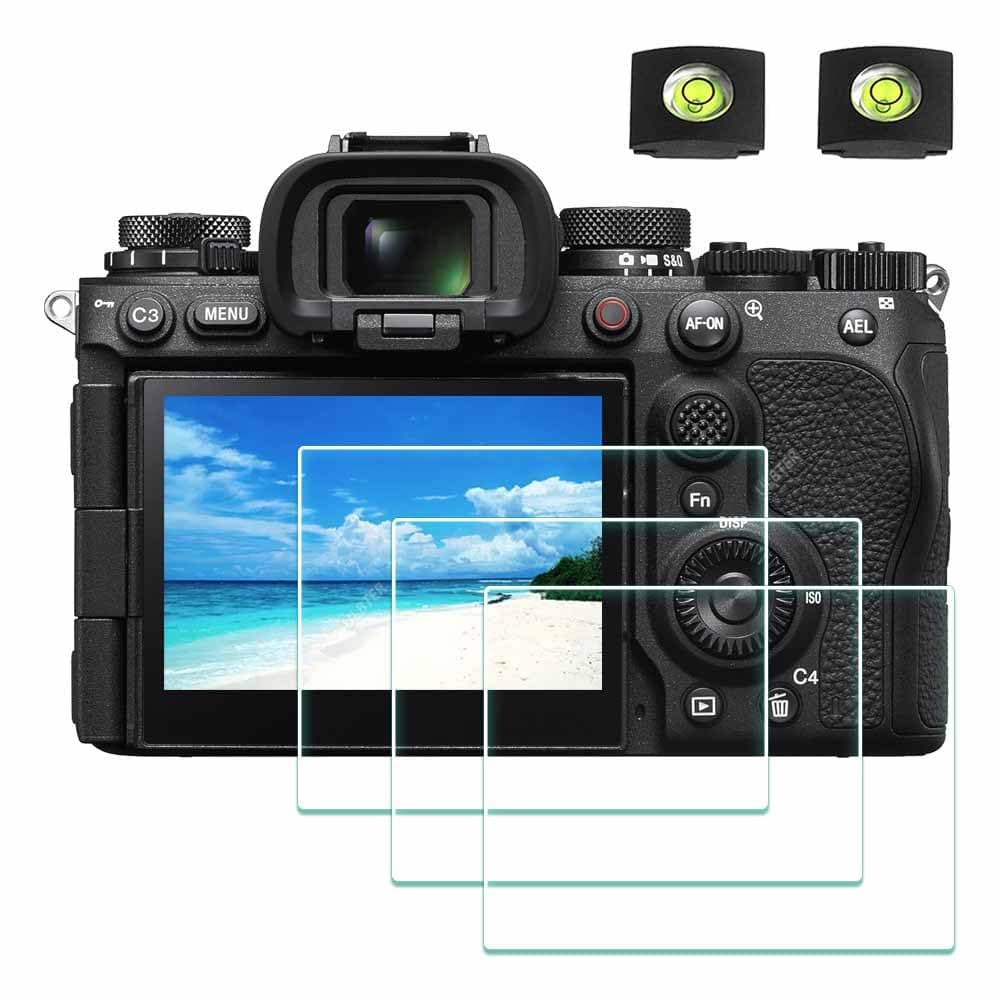 [3 Pcs] Screen Protector Appliable for Sony Alpha A1 II / A9 III A1II A9III A9M3 Camera & Hot Shoe Cover 0.3mm 9H Hardness Glass Screen Saver Anti-Scrach Anti-Bubble