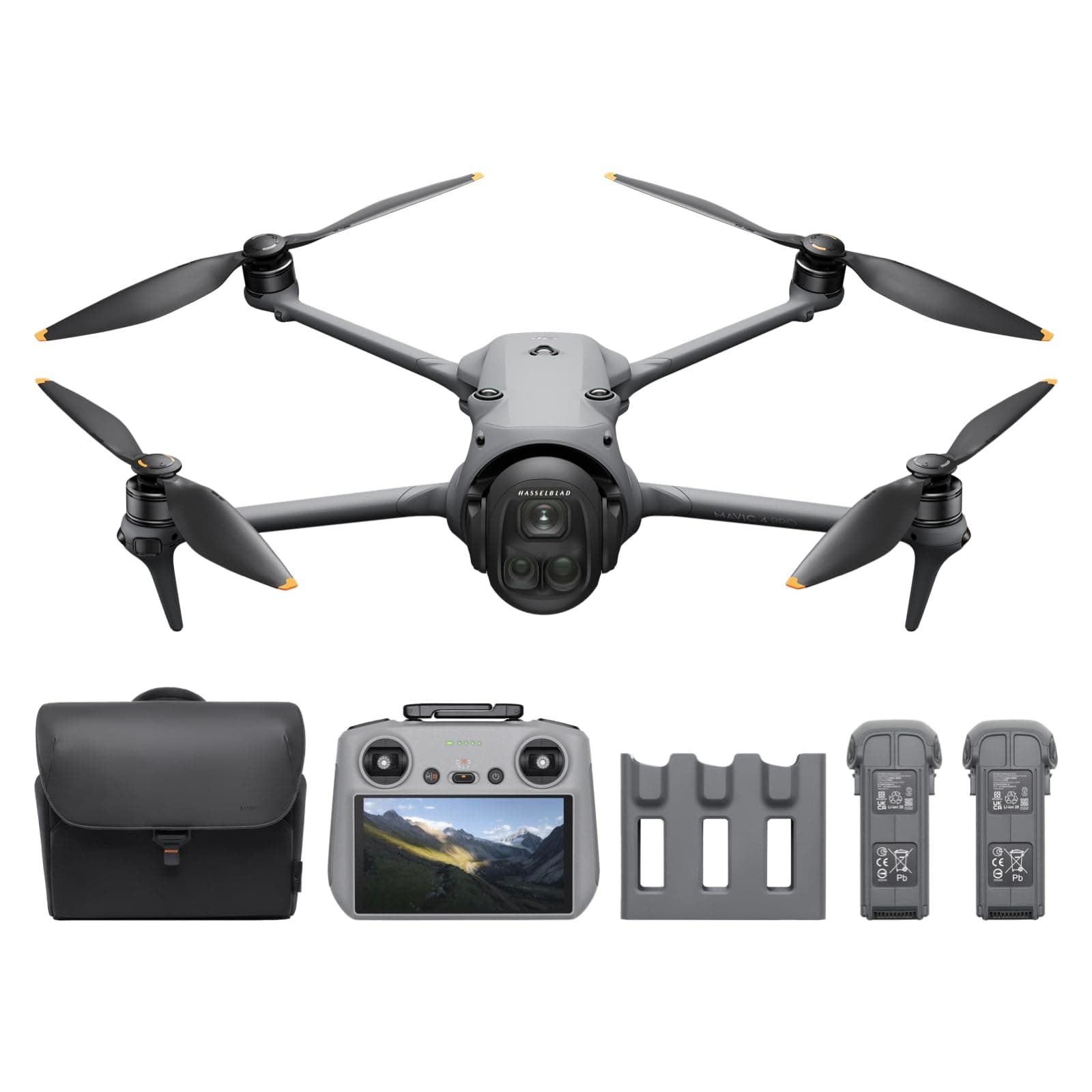 Mavic 4 Pro Fly More Combo with DJI RC 2, Flagship Tri-Camera Drone with 100MP 4/3 CMOS Hasselblad Camera, 30km/18.6mi Video Transmission, 51-Min Max Flight Time, Charging Hub, and More