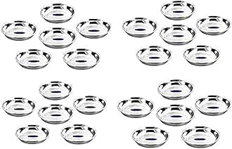 Sharda MetalsStainless Steel Set of 24 Side Serving Small Plates Dishes.
