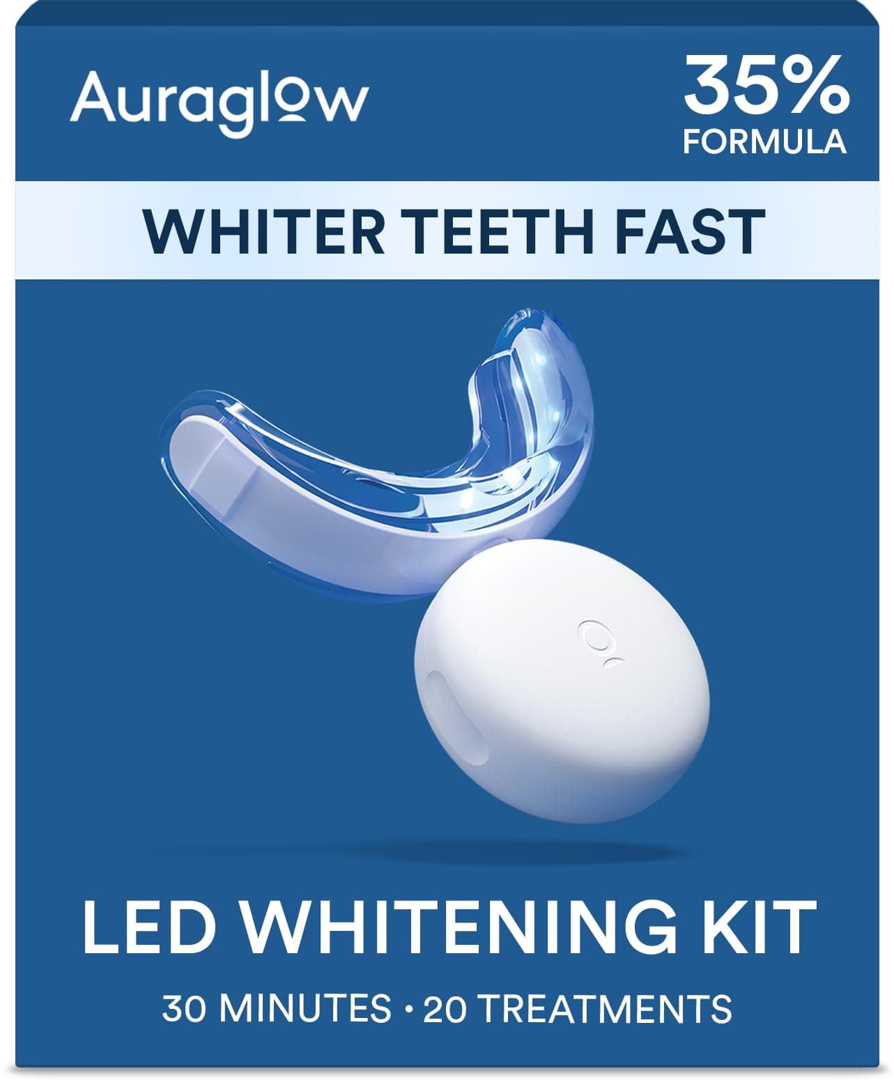 - Auraglow Teeth Whitening Kit, LED Accelerator Light, 35% Carbamide Peroxide Teeth Whitening Gel, 20+ Whitening Treatments, Whitens up to 10 Shades in 7 Days