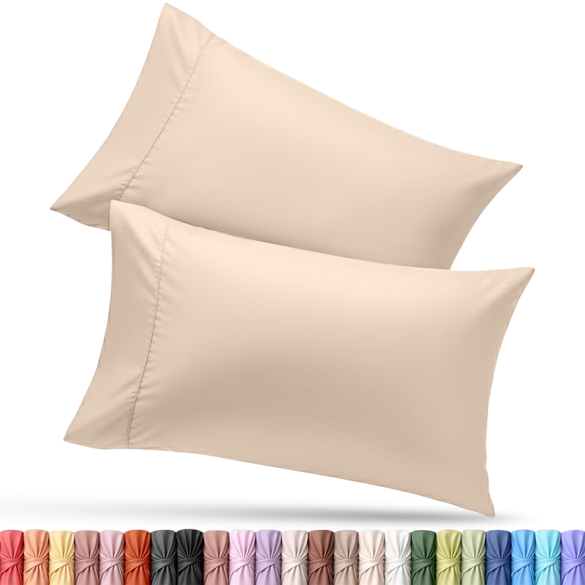 Utopia Bedding Queen Pillow Cases - 2 Pack - Envelope Closure - Soft Brushed Microfiber Fabric - Shrinkage and Fade Resistant Pillow Covers Queen Size 20 X 30 Inches (Queen, Beige)