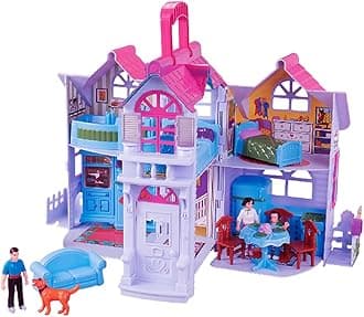 My Sweet Home Fold and Go Pretend Play Mini Dollhouse with Furniture and Accessories