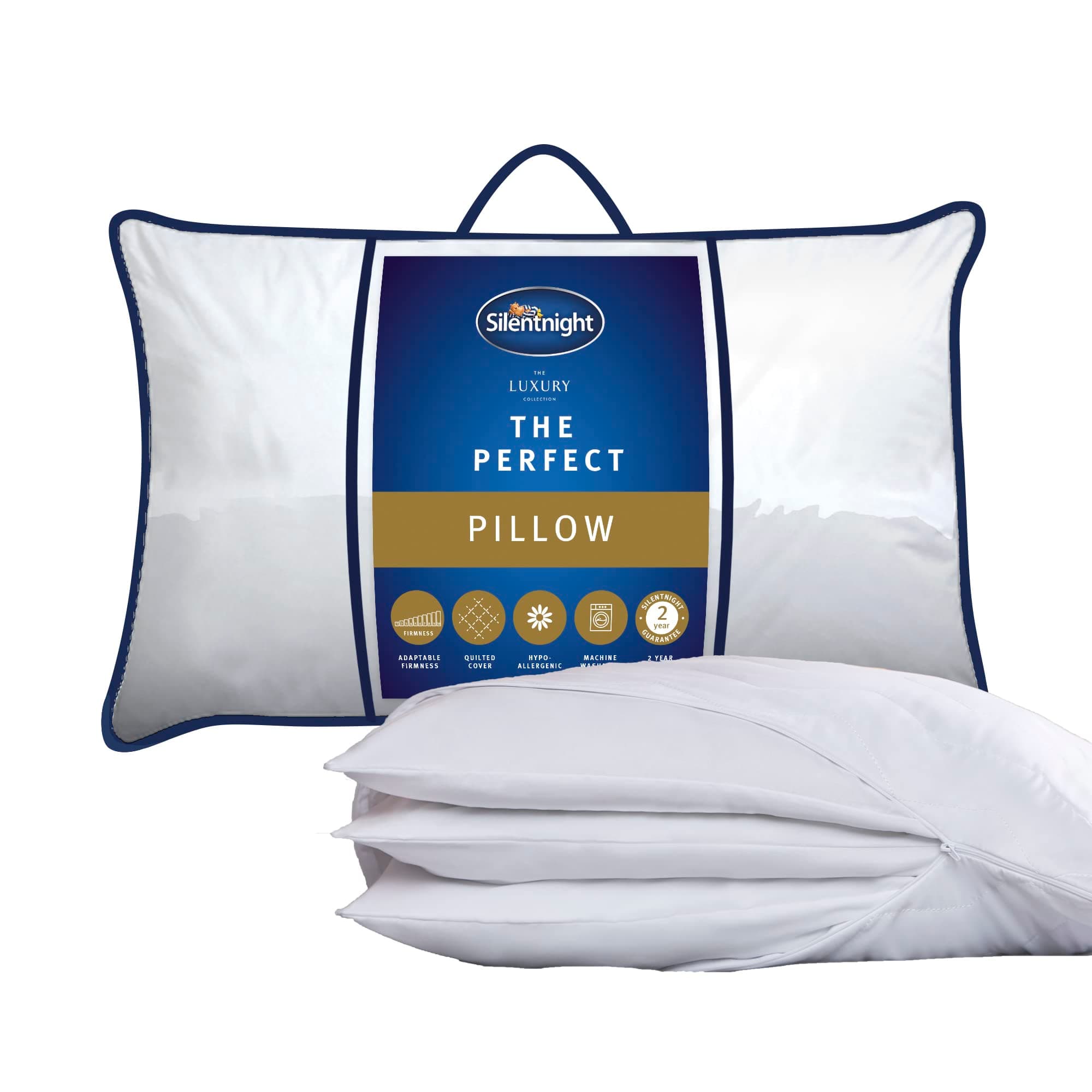 Silentnight Perfect Pillow – Adjustable Height to Suit Back, Front and Side Sleepers with Soft, Medium and Firm Support – Machine Washable and Hypoallergenic Hotel Quality Luxury Bed Pillow, White