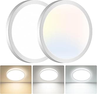 hepside LED Ceiling Light,3000K/4000K/6500K 3 Color Temperature, Waterproof IP54 LED Ceiling Lamp, Modern,Round Flush Ceiling Light for Bathroom, Living Room,Bedroom, Kitchen, Hallway, Office 2 Pack