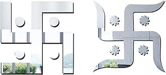 Acrylic Swastik 3D Acrylic Mirror Wall Sticker (Silver) MS64