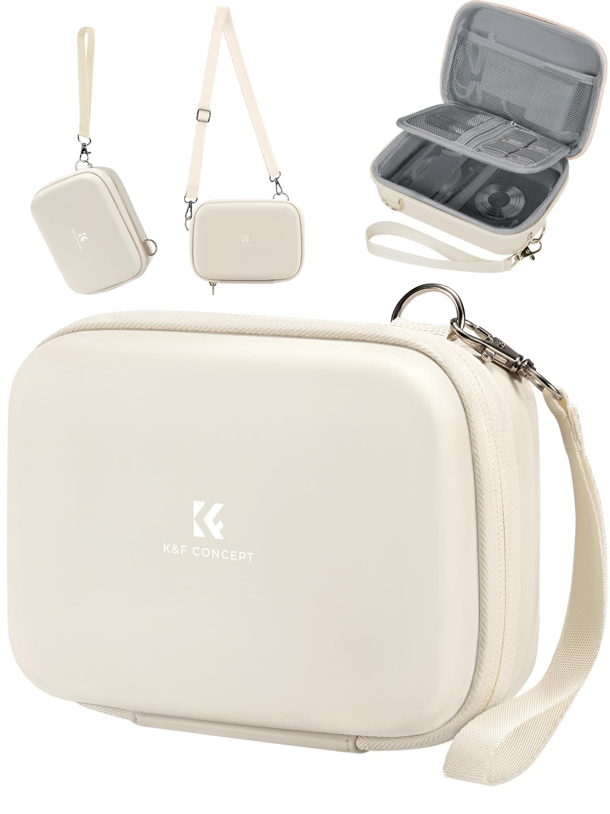 Digital Small Camera Case, Compact Waterproof Small Camera Bag, Lightweight Camera Sling Bag for CCD/Sony DSCW800/DSCW830/Canon PowerShot - Beige