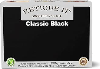 Gel Stain Liquid Wood Kits by Retique It - Real Paintable Wood. Great Companion to Chalk Finish Paint, Milk Paint, Furniture Paint. (1x Reg (50 sq ft), Brushed Finish, 10 Classic Black)