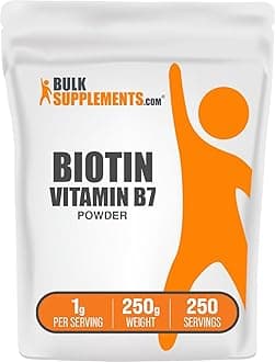 BulkSupplementsCOM Biotin 10000mcg Powder - 1000mg per Serving (10mg Biotin), 250g