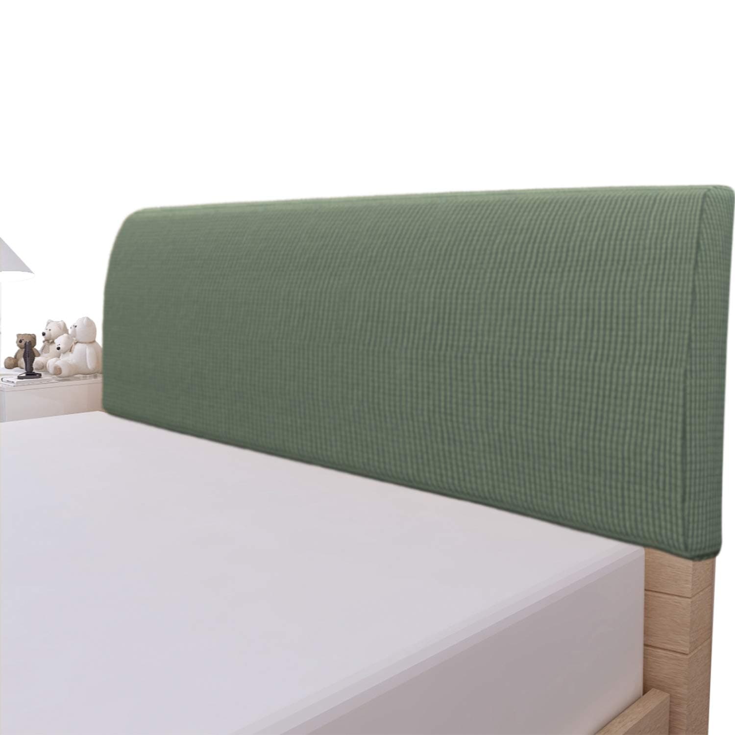 Easy-Going Stretch Bed Headboard Cover,Small Square Jacquard Headboard Slipcover, Dustproof Bed Head Cover for Bedroom (Twin,Greyish Green)