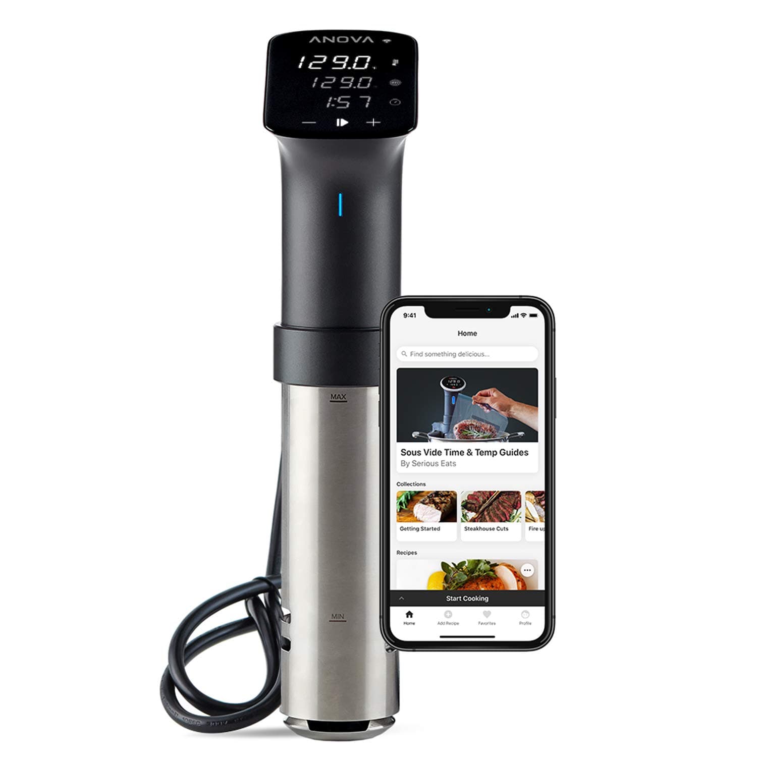 Culinary Sous Vide Precision Cooker Pro, 1200 Watts, Black and Silver