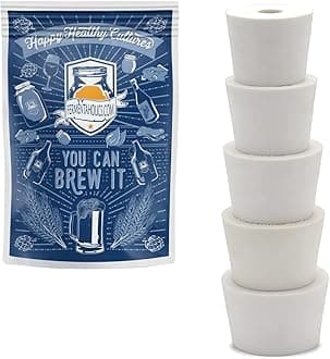 Fermentation TPE Rubber Stoppers – Drilled Bungs for Airlocks (#6, 6.5, 7, 7.5, 8-5-Pack)