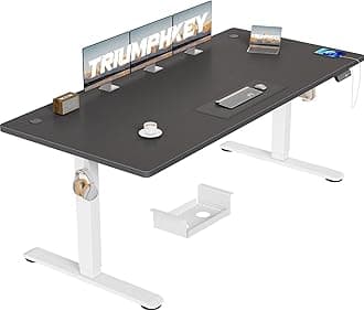 TRIUMPHKEY Electric Standing Desk 180x80cm Height Adjustable Desk with 3 Memory Smart Pannel Sit To Stand Desk with USB Charging for Home Office Rising Electric Table(Black&White)