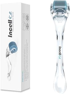 INCELLICE Derma Roller, Beard Growth Roller, Dermaroller 200 Real Needles, 0.25mm Microneedle Roller for Face, Professional Derma Roller Individual Titanium Spikes for Men and Women at Home Use