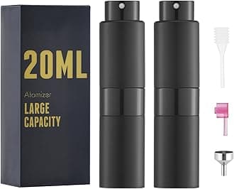 Perfume Travel Refillable Atomizer Bottle: Cologne Spray Mini for Refill - Empty Fragrance Sprayer for Men - Large Size 20ML - Black 2PCS
