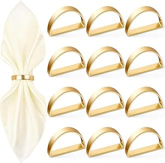 APTWOW 20PCS Gold Napkin Rings, Semicircle Metal Gold Napkin Holder Buckles, Fall Thanksgiving Christmas Napkin Rings for Dinner Table Decor, Wedding, Banquet, Valentines Day