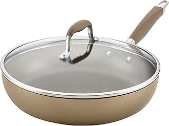AnolonAdvanced Home Hard Anodized Nonstick Deep Frying Pan/Skillet with Lid, 12 Inch, Bronze