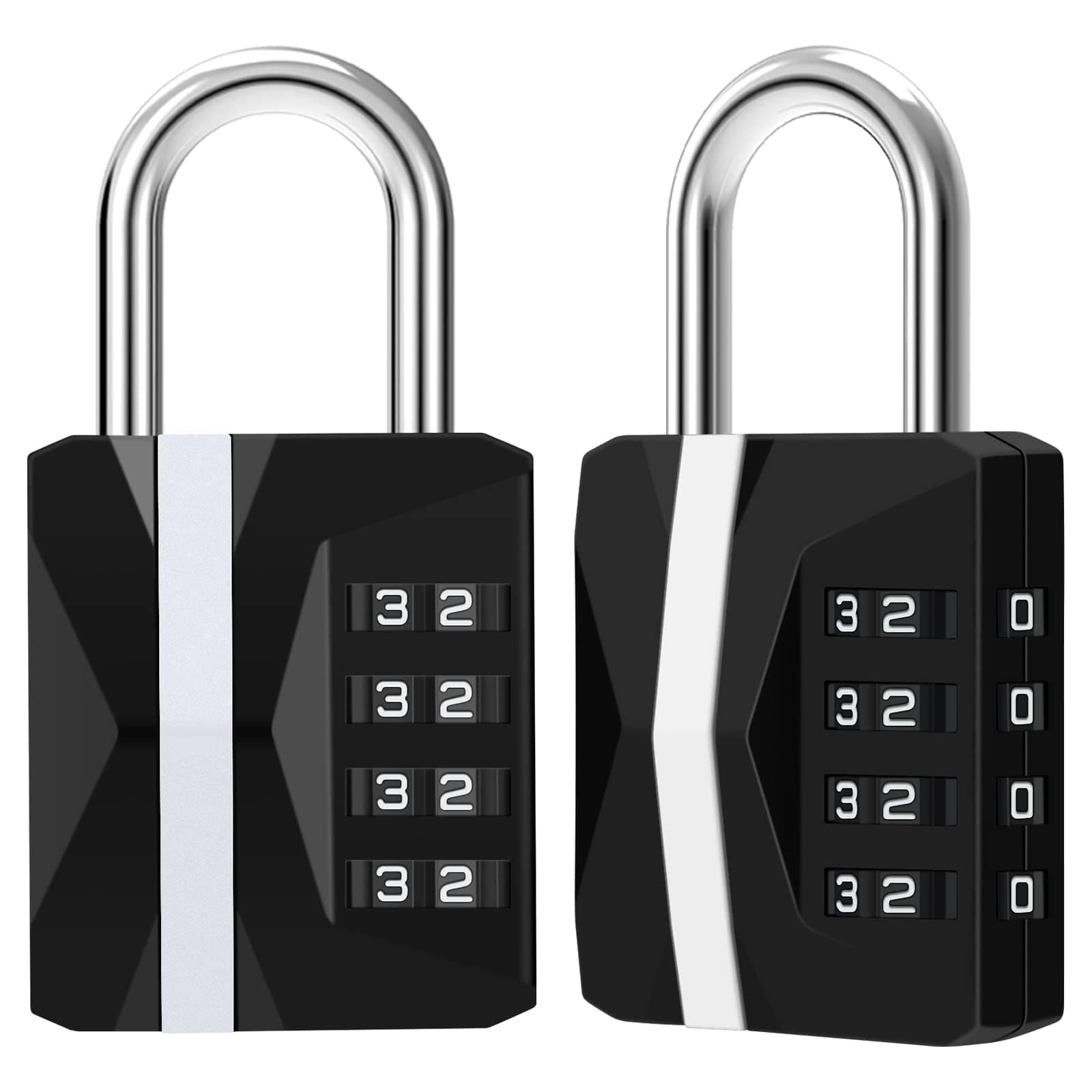 Combination Padlock, Waterproof 2 Pack Large Heavy Duty 4 Digit Padlock, Resettable Zinc Alloy High Security Password Lock Use for School Gym Locker, Shed, Gate, Fence, Hasp,Cabinet, Black