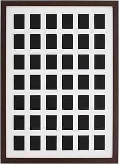 Instax Mini Multi Aperture Wooden Photo Frame. Holds Forty-Two instax sized Photos. A2. Portrait or Landscape. (33) (Walnut, Cream Mount)