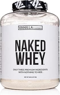 - NAKED Vanilla Whey Protein Powder - All Natural Grass Fed Whey Protein Powder, Vanilla Flavor, Organic Coconut Sugar, 5Lb Bulk, GMO-Free, Soy Free, Gluten Free - 61 Servings
