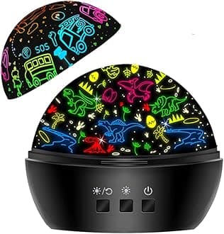 HONGID Night Light for Kids,Dinosaur Night Light Projector for Kids Toddler Boys,2 in 1 Toys for 3-8 Year Old Boys,Chirstmas Xmax Birthday Gifts for Children,Baby Toys Stocking Stuffer-Light Black