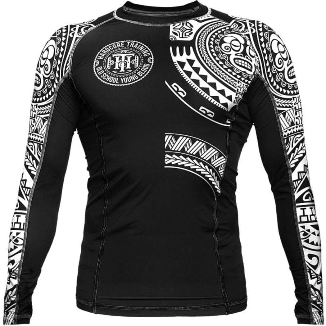 Hardcore Training Men's Rash Guard Compression Long Sleeve Jiu Jitsu, MMA No-Gi, Tight BJJ Grappling Base Layer Combat