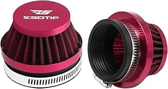 2PCS Motorcycle 45MM Air Intake Filter Universal Carburetor Air Filter Cleaner for Dirt Pit ATV SSR TTR Bike Breather Filter Fit for Many Different Carburetors (Red 45MM)
