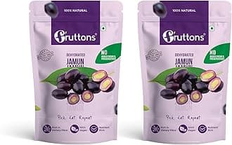Fruttons Dehydrated Jamun | Natural Dried Jamun | No Added Sugar | Healthy Diabetic-Friendly Snack | Rich in Dietary Fibre | No Preservatives (20g | Pack of 2)