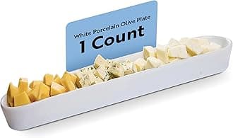 - Siluro 12 Inch Olive Tray, 1 Narrow Olive Plate - Microwave-Safe, Oven-Safe, White Porcelain Narrow Serving Tray, Chip-Resistant, For Olives Or Cheeses