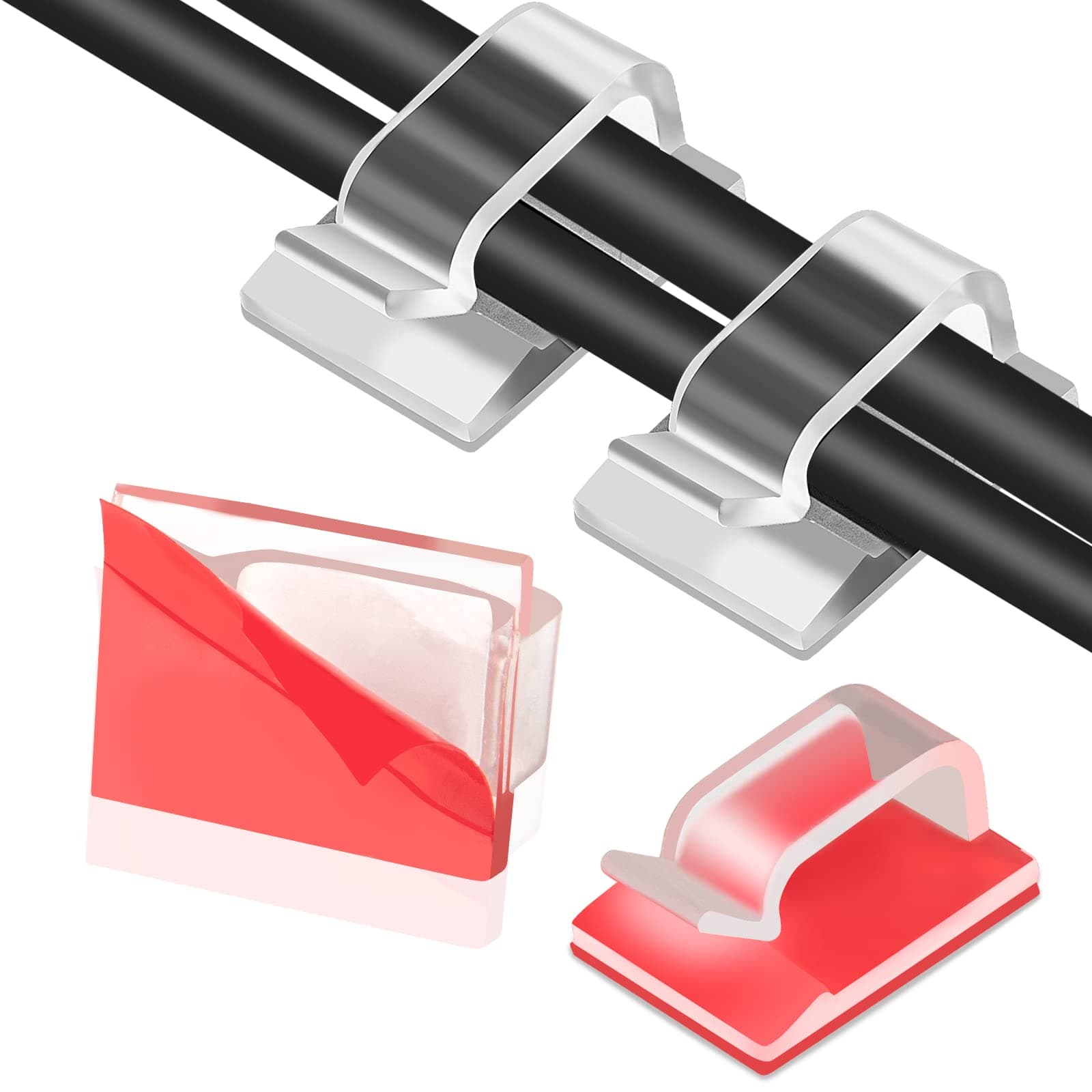 Small Adhesive Cable Clips Clear
