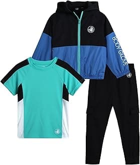 Body Glove Boys' Tracksuit Set - 3 Piece Windbreaker Jacket, Tricot Cargo Jogger Sweatpants, and Performance T-Shirt (2T-7)