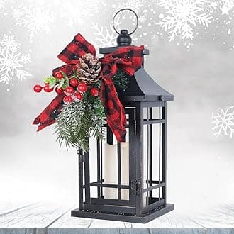 NEEDOMOChristmas Decorations Indoor, Outdoor Christmas Led Lanterns Decorative for Table Centerpieces, Vintage Metal Hanging Candle Holder, Home Decor, Wedding, Party, Living Room, Patio, Porch