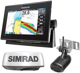 Simrad GO Chartplotter and Fish Finder, with Transducer and Radar Options, Preloaded C-MAP DISCOVER Chart Card