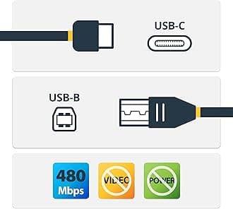 StarTech.com 2m 6ft USB C to USB B Cable - USB 2.0 - USB Type C Printer Cable M/M - USB 2.0 Type-C to Type-B Cable (USB2CB2M)