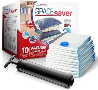 10-Pack Variety Vacuum Storage Bags for Comforters, Blankets & Clothes – Vacuum Sealed Compression Bags with Hand Pump – Space Saver Storage Bags for Bedding,Travel & Organization (2S, 2M, 3L & 3XL)