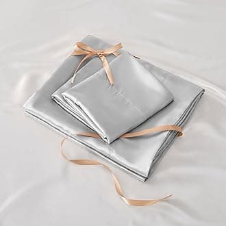 BEDELITE Satin Sheets Full Size Bed Set, Luxury Soft Grey Silky Sheets for Hair and Skin, Similar to Silk Bed Sheets Set 4 Pieces with 1 Deep Pocket Fitted Sheet, 1 Flat Sheet, and 2 Pillowcases