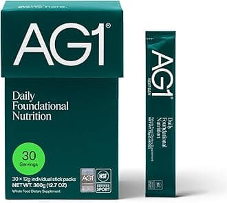 AG1 Multivitamin for Men & Women, Greens Powder Supplement, Probiotic, Gluten Free, Vegan, Keto | 75 Vitamins | Improve Gut Health | (Athletic Greens) Travel Packs 30ct, No Shaker, Classic Formula