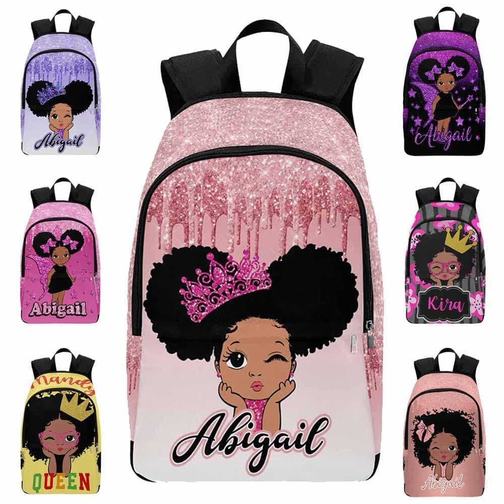 InterestPrint Personalized Shoulder Bag Backpack with Name Customized Sparkling Shining Pattern Princess Backpack Custom Casual Bag Knapsack Daypack Bag for Camping Shopping