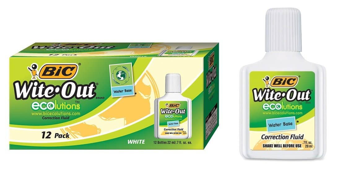 Wite Out ECOlutions - Water Base Correction Fluid/White Out - 12 pack (Box) - White