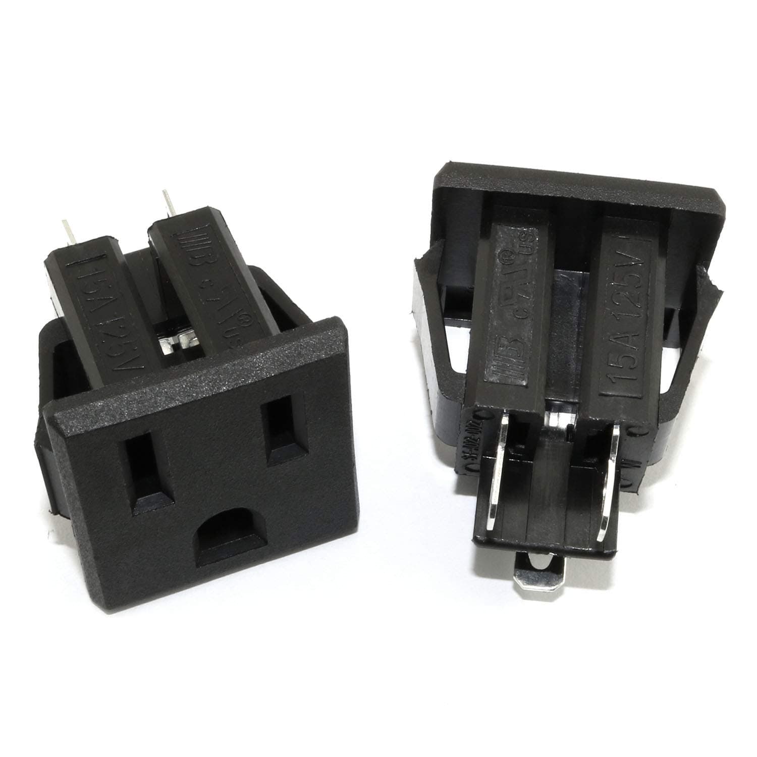 2PCS Black US Type Industrial Plug AC 125V 15A Panel Mount Outlet Power Socket