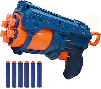 Toy Cloud Attacker Automatic Rotating 6 Darts Barrel Soft Foam Dart Blaster Guns, Soft Bullet Gun Toys for Kids with 6 Soft Foam Dart Bullets for Rapid Fire Guns for Boys 7-14 Years