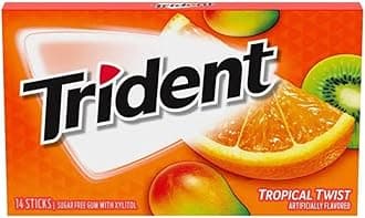 Trident Tropical Twist Sugar Free Chewing Gum, 14 Sticks, 26 g