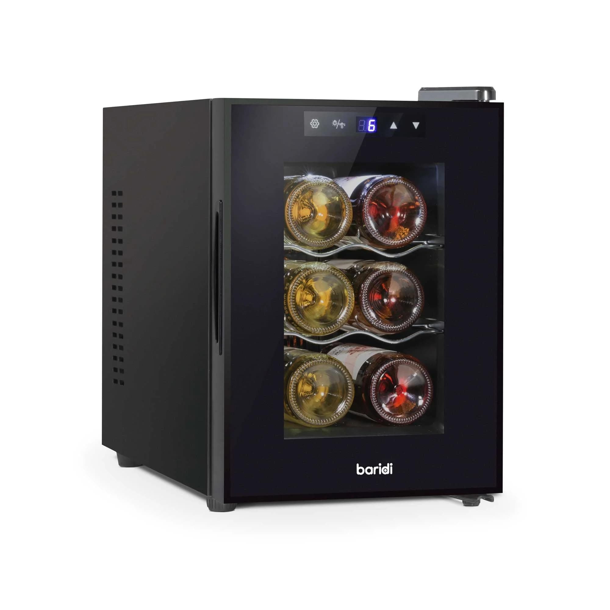 dellonda Baridi 6 Bottle Wine Cooler, Thermoelectric, 5-18°C, Touch Control, Table Top - DH217