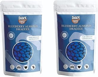 Snack First | Blueberry Almond Dragees | Pure Chocolated Coated Almond | High In Protein Snack | Flavoured Nuts (150g x 2) 300g