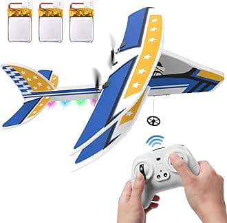 RC Plane, 2.4GHZ Remote Control Airplane W/ 3 Batteries & 6-axis Gyro Stabilizer, 2CH RTF RC Glider Toy for Beginners Kids Boys Girls Adults