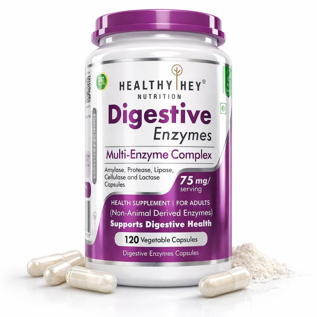 Digestive Enzyme for Adults- Multi-Enzyme Complex - 75mg - Vegetable Capsules 120 Count