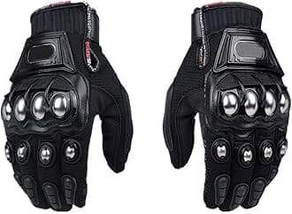 Steel Outdoor Knuckle Motorcycle Motorbike Powersports Safety Gloves (X-Large, Black)